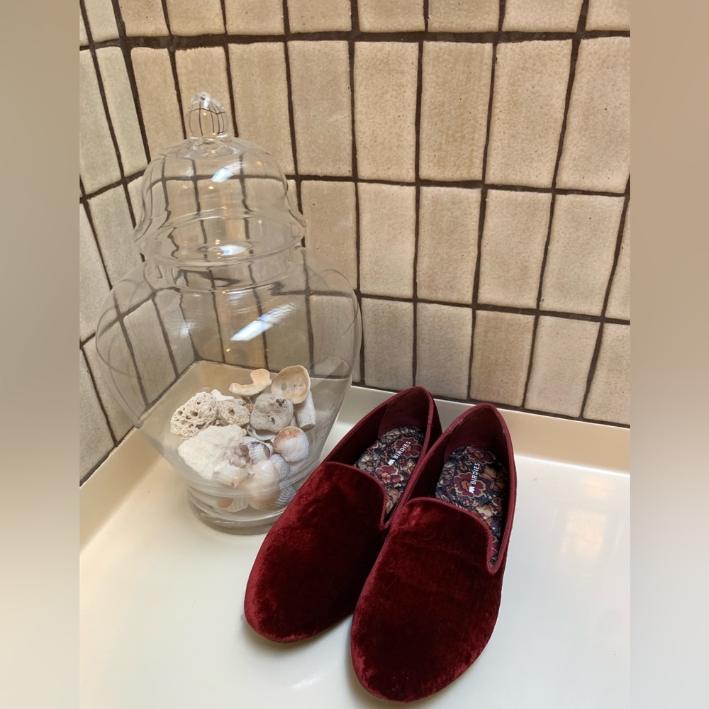 Birdies The Heron Velvet Flats Loafers Size 7.5